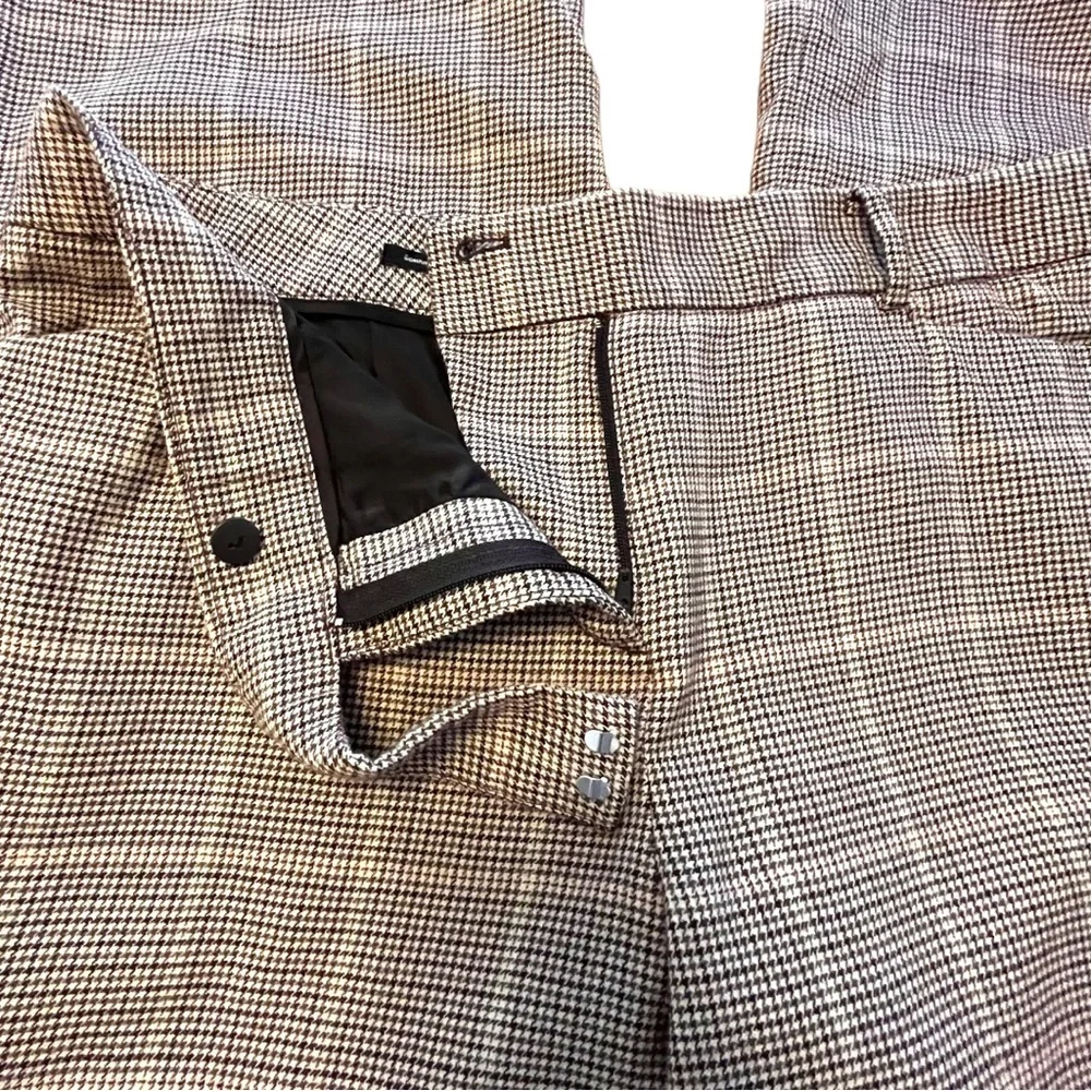 Talbots Signature Flare Wool Window Pane Plaid Wide Leg Trousers - Picture 4 of 14